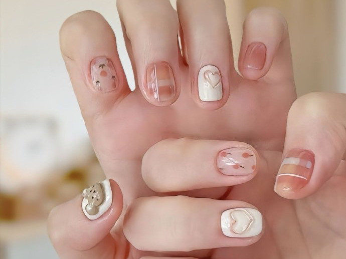 清新短甲圖片，廣西美甲店學(xué)徒推薦款