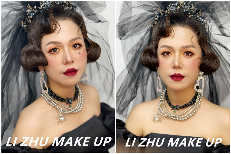 暗系朵拉造型，南寧培訓(xùn)化妝高彩作品