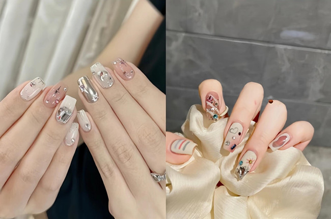 溫柔甜酷風(fēng)美甲，廣西美甲款式培訓(xùn)學(xué)校分享