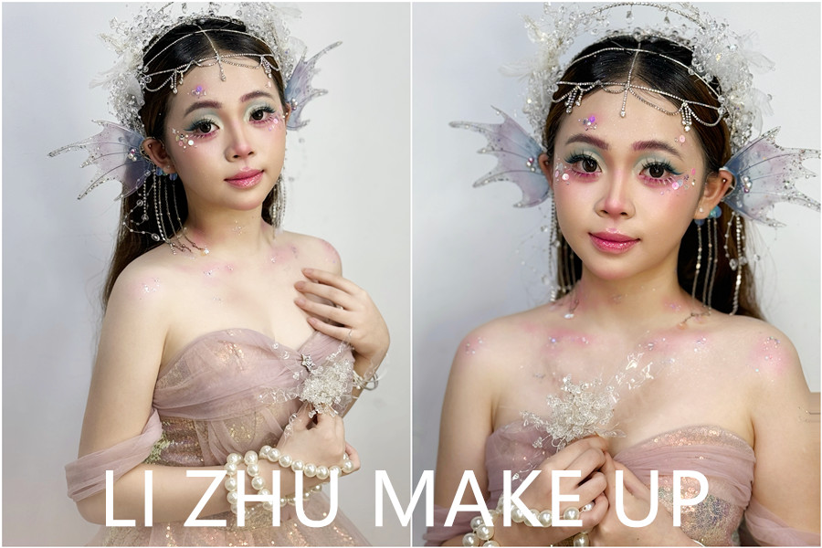 人魚妝造手法示范，南寧美妝專業(yè)學(xué)校課堂