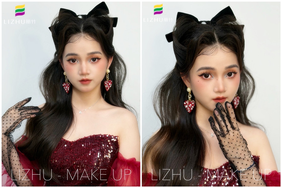 復(fù)古貓耳半披造型，廣西化妝設(shè)計